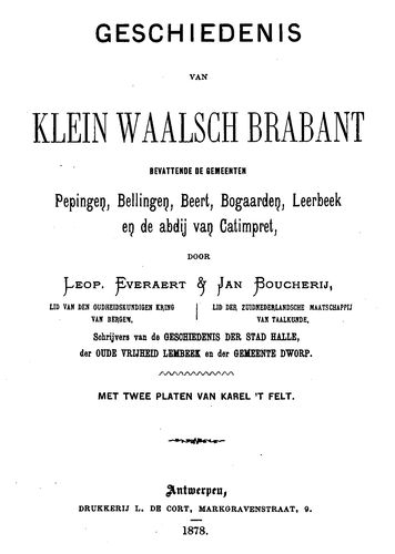Kaft van Geschiedenis van Klein Waalsch Brabant
